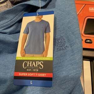 CHAPS Super Soft Short Sleeve Crewneck Tee Shirt BLUE Men's Sz Large